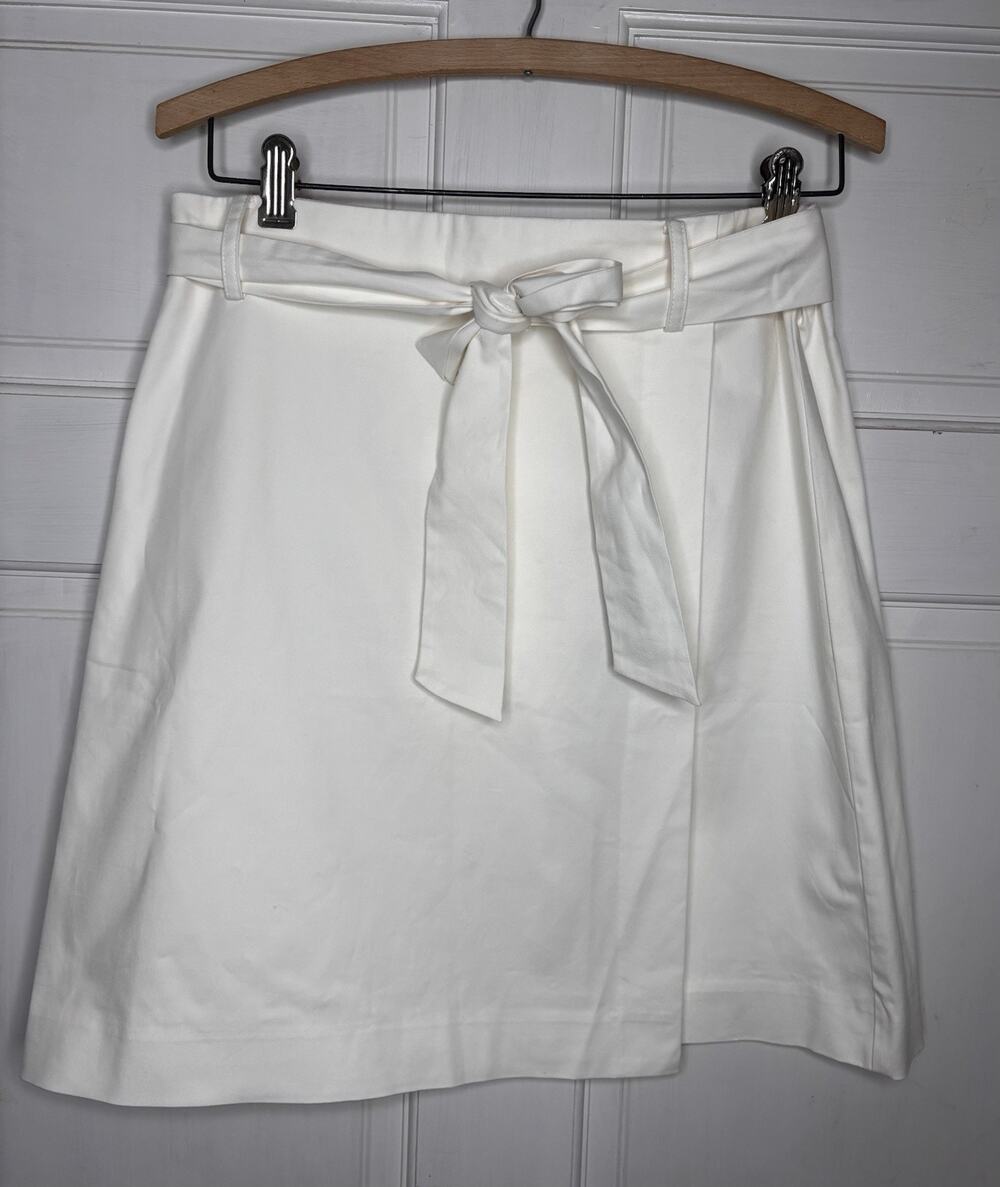 Ann Taylor LOFT Classic White Wrap Skirt Tie Belted Women’s Size 8 New